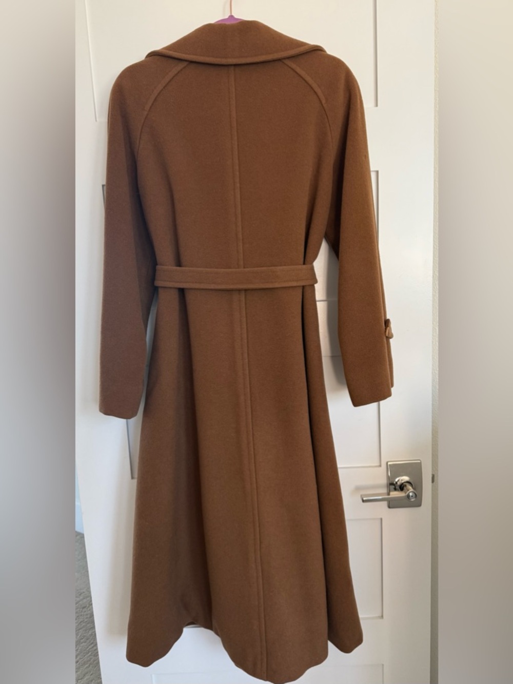 Vintage 60s Jaeger Camelhair Wool Princess Swing Coat Belted Brown Made England - Picture 4 of 8